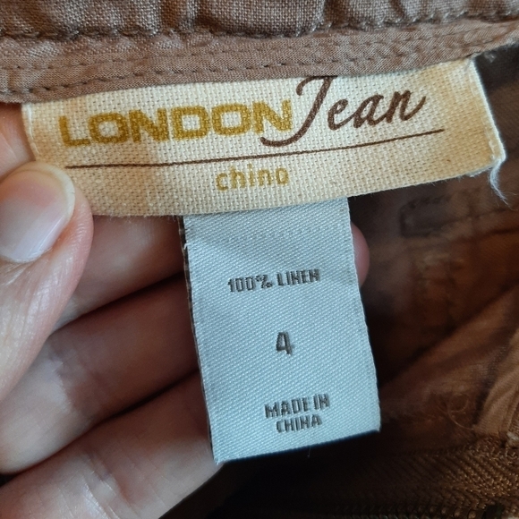 London Jean Chino 100% Linen Cropped Pants Lagenlook Coastal - Picture 8 of 10